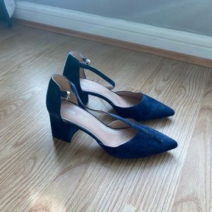 Geox ankle strap blue suede heels